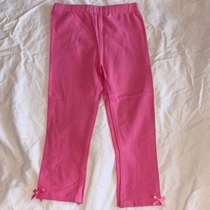 Girls' Pink Bow-Trim Stretch Leggings